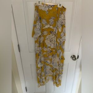 Floral Yellow Tiered Maxi Skirt